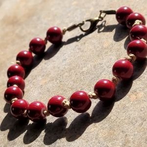 🖤3/$50 Deep Red Ceramic Bead Hemp Twine Handmade Bracelet